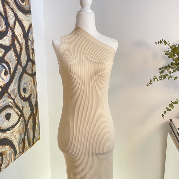 Theory - Ribbed One Shoulder Midi Dress - Picture 2 of 5